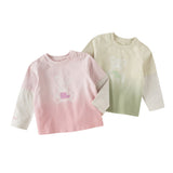 Dave&Bella Toddler Boys/Girls Versatile Light Green/Pink Lightweight Cotton T-shirt Tops