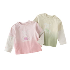 Dave&Bella Toddler Boys/Girls Versatile Light Green/Pink Lightweight Cotton T-shirt Tops