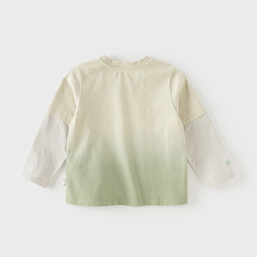 Dave&Bella Toddler Boys/Girls Versatile Light Green/Pink Lightweight Cotton T-shirt Tops