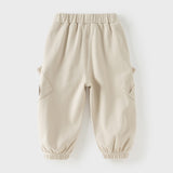 Dave&Bella Toddler Boys Light Khaki/Navy Blue Casual Wide Pants
