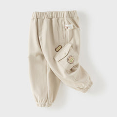Dave&Bella Toddler Boys Light Khaki/Navy Blue Casual Wide Pants