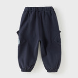 Dave&Bella Toddler Boys Light Khaki/Navy Blue Casual Wide Pants