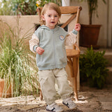 Dave&Bella Toddler Boys Light Khaki/Navy Blue Casual Wide Pants