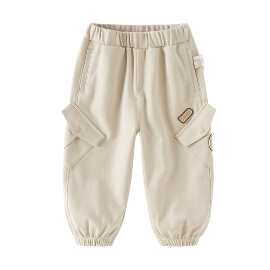 Dave&Bella Toddler Boys Light Khaki/Navy Blue Casual Wide Pants