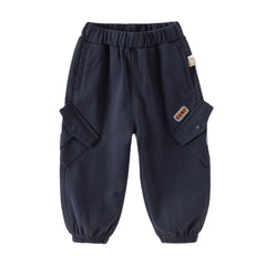 Dave&Bella Toddler Boys Light Khaki/Navy Blue Casual Wide Pants
