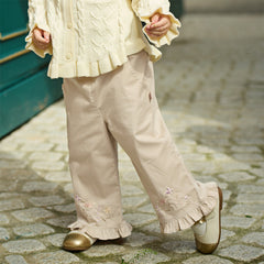 Dave&Bella Toddler Girls Classic Khaki Cotton Wide Straight-leg Pants