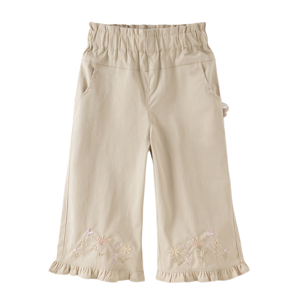 Dave&Bella Toddler Girls Classic Khaki Cotton Wide Straight-leg Pants