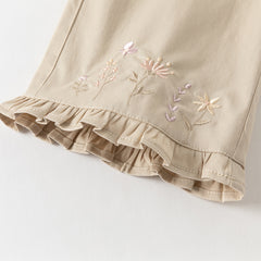 Dave&Bella Toddler Girls Classic Khaki Cotton Wide Straight-leg Pants