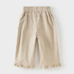 Dave&Bella Toddler Girls Classic Khaki Cotton Wide Straight-leg Pants