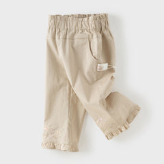 Dave&Bella Toddler Girls Classic Khaki Cotton Wide Straight-leg Pants