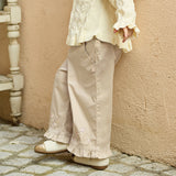 Dave&Bella Toddler Girls Classic Khaki Cotton Wide Straight-leg Pants
