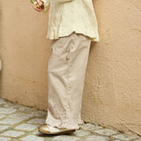 Dave&Bella Toddler Girls Classic Khaki Cotton Wide Straight-leg Pants