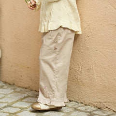 Dave&Bella Toddler Girls Classic Khaki Cotton Wide Straight-leg Pants