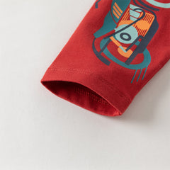 Dave&Bella Toddler Boys Charming Red Comfortable Cotton T-shirt Tops