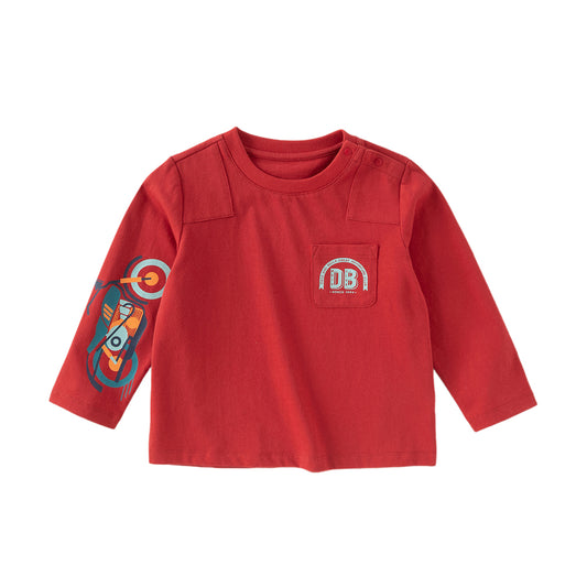Dave&Bella Toddler Boys Charming Red Comfortable Cotton T-shirt Tops