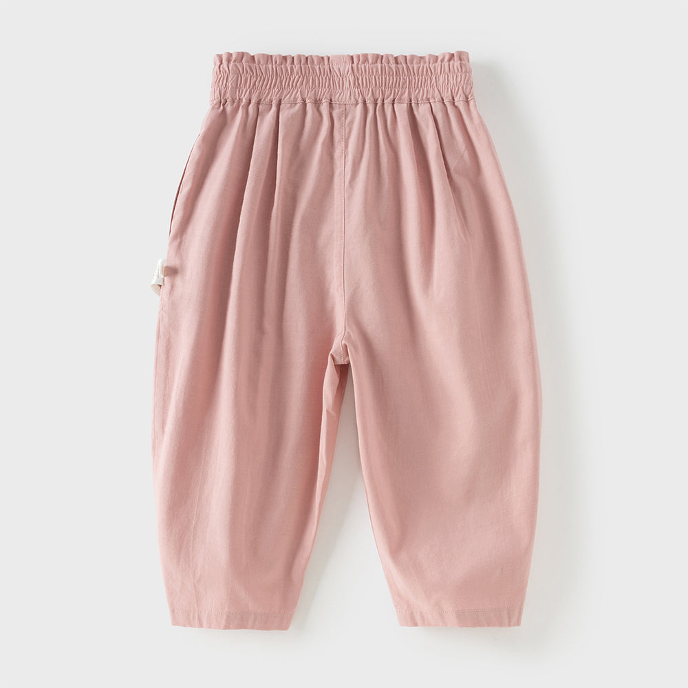 Dave&Bella Toddler Girls Adorable Pink/Grey Drawstring Loose Versatile Casual Pants