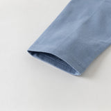 Dave&Bella Toddler Boys Casual Blue Round Collar Long Sleeve Soft Cotton T-shirt Tops