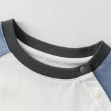 Dave&Bella Toddler Boys Casual Blue Round Collar Long Sleeve Soft Cotton T-shirt Tops