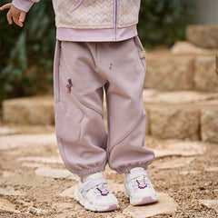 Dave&Bella Toddler Girls Purple Adjustable-waistband Outdoor Loose Pants