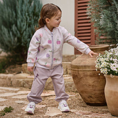 Dave&Bella Toddler Girls Purple Adjustable-waistband Outdoor Loose Pants