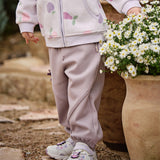 Dave&Bella Toddler Girls Purple Adjustable-waistband Outdoor Loose Pants