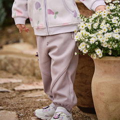 Dave&Bella Toddler Girls Purple Adjustable-waistband Outdoor Loose Pants