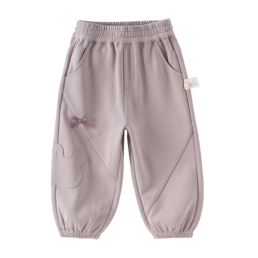 Dave&Bella Toddler Girls Purple Adjustable-waistband Outdoor Loose Pants