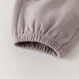 Dave&Bella Toddler Girls Purple Adjustable-waistband Outdoor Loose Pants