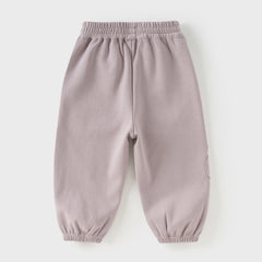 Dave&Bella Toddler Girls Purple Adjustable-waistband Outdoor Loose Pants