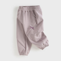 Dave&Bella Toddler Girls Purple Adjustable-waistband Outdoor Loose Pants