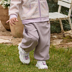 Dave&Bella Toddler Girls Purple Adjustable-waistband Outdoor Loose Pants