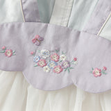 Dave&Bella Toddler Girls Chinese-style Flower Embroidery Beige Mesh Dress(wallet bag)