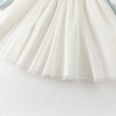 Dave&Bella Toddler Girls Chinese-style Flower Embroidery Beige Mesh Dress(wallet bag)