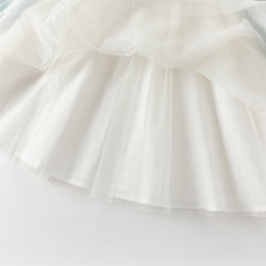 Dave&Bella Toddler Girls Chinese-style Flower Embroidery Beige Mesh Dress(wallet bag)