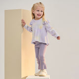 Dave&Bella Toddler Girls Purple/Light Grey Soft Stretchable Pants
