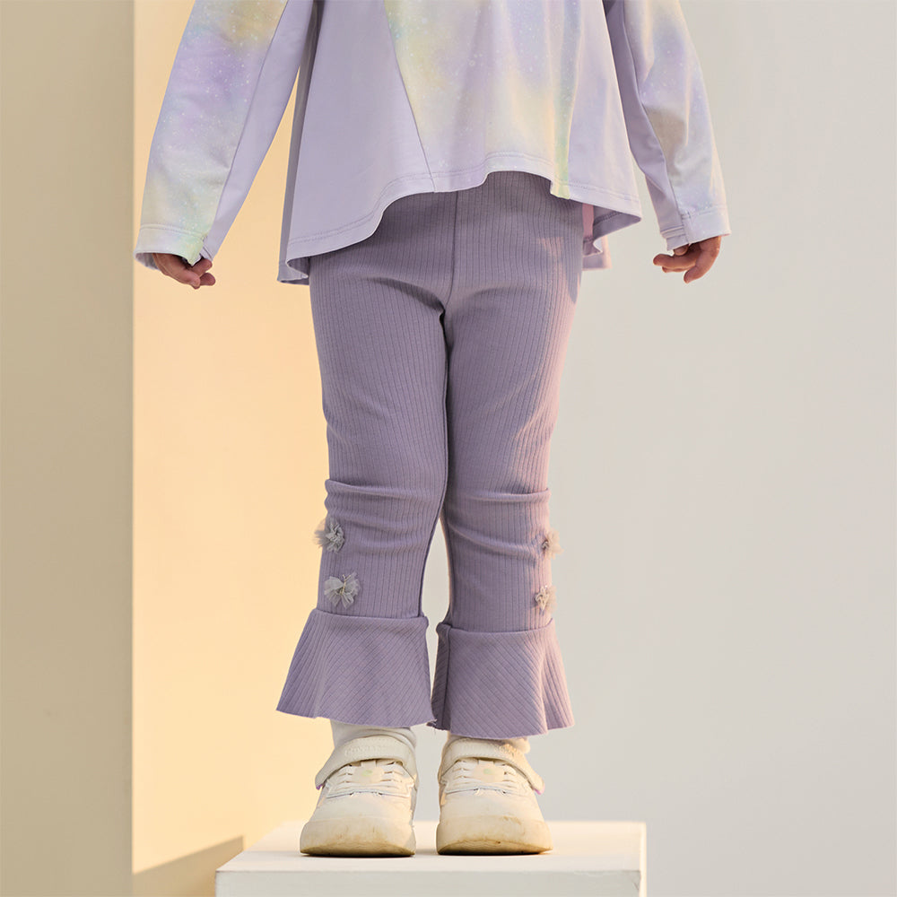 Dave&Bella Toddler Girls Purple/Light Grey Soft Stretchable Pants