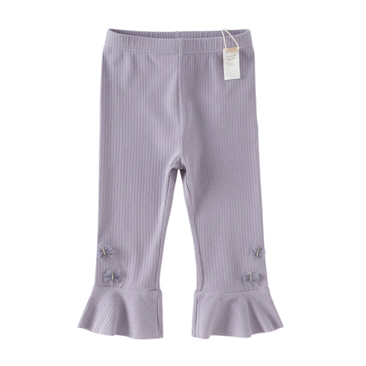 Dave&Bella Toddler Girls Purple/Light Grey Soft Stretchable Pants