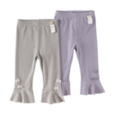 Dave&Bella Toddler Girls Purple/Light Grey Soft Stretchable Pants