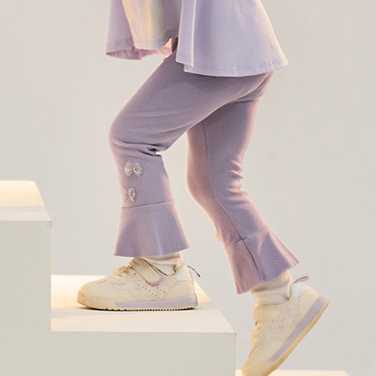 Dave&Bella Toddler Girls Purple/Light Grey Soft Stretchable Pants