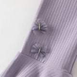 Dave&Bella Toddler Girls Purple/Light Grey Soft Stretchable Pants