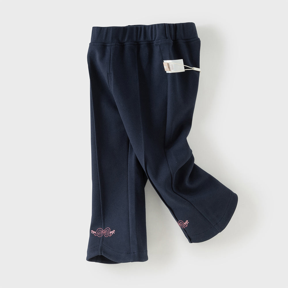 Dave&Bella Toddler Girls Cute Navy Blue/Grey Straight-leg Stretchable Pants