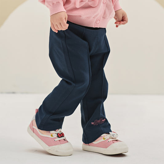 Dave&Bella Toddler Girls Cute Navy Blue/Grey Straight-leg Stretchable Pants
