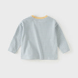 Dave&Bella Toddler Boys Blue White Striped Soft Cotton T-shirt Tops