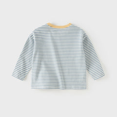 Dave&Bella Toddler Boys Blue White Striped Soft Cotton T-shirt Tops