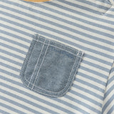 Dave&Bella Toddler Boys Blue White Striped Soft Cotton T-shirt Tops