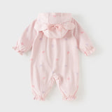 Dave&Bella Baby Girls Cute Pink Bow Print Hooded Rompers