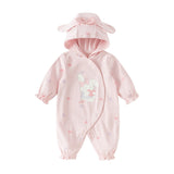 Dave&Bella Baby Girls Cute Pink Bow Print Hooded Rompers
