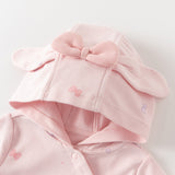 Dave&Bella Baby Girls Cute Pink Bow Print Hooded Rompers