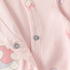 Dave&Bella Baby Girls Cute Pink Bow Print Hooded Rompers