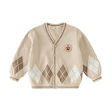 Dave&Bella Toddler Boys Casual Apricot Soft Pure Cotton Sweater Cardigans
